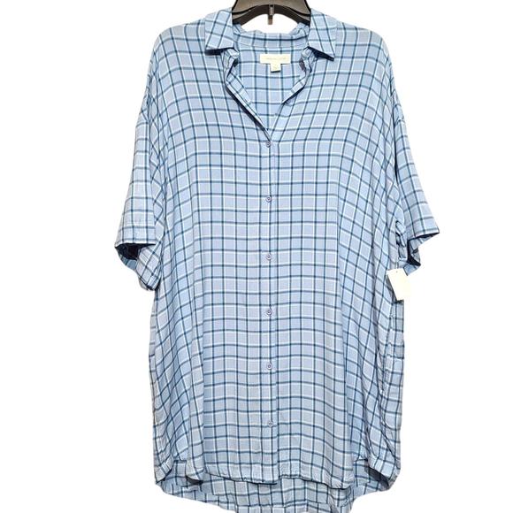 TREASURE & BOND Short Sleeve Mini Oversized Shirtdress - Picture 1 of 4